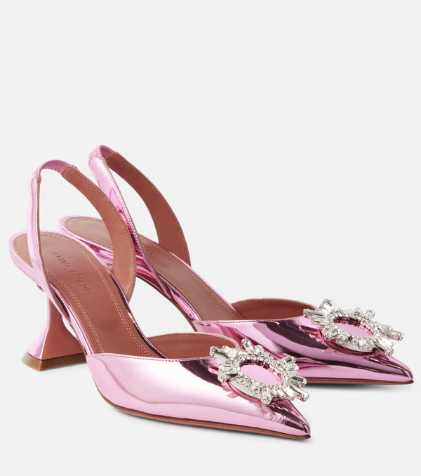 Amina Muaddi Begum Sling 70 mirrored leather slingback pumps