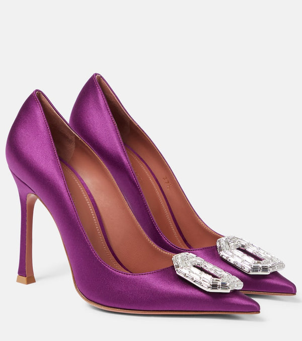 Amina Muaddi Camelia silk satin pumps