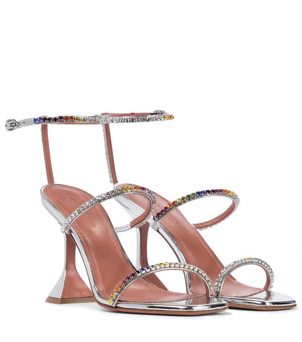 Amina Muaddi Gilda embellished leather sandals