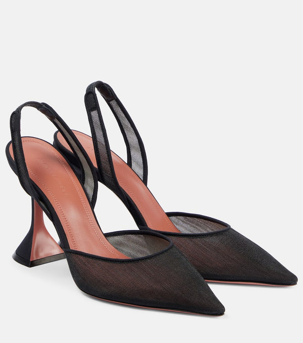 Amina Muaddi Holli mesh slingback pumps