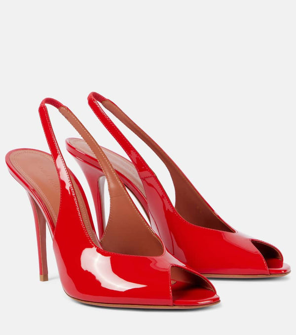 Amina Muaddi Kristina 105 patent leather peep-toe pumps