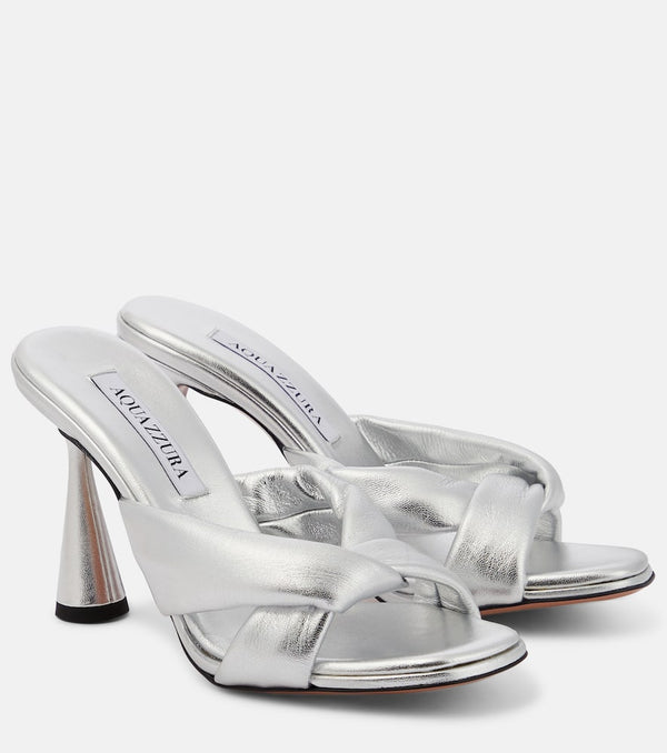 Aquazzura Amore 95 metallic leather mules