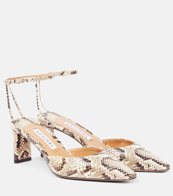 Aquazzura Blade 65 snake-effect leather pumps