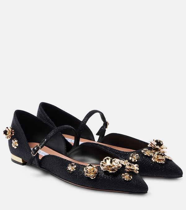 Aquazzura Bloom embellished ballet flats