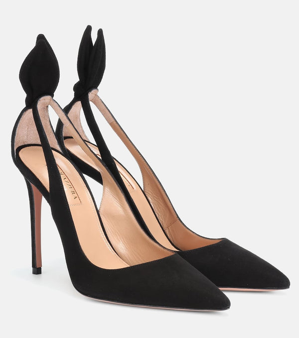 Aquazzura Bow Tie 105 suede pumps