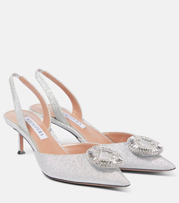 Aquazzura Crystal Hoop 50 glitter slingback pumps