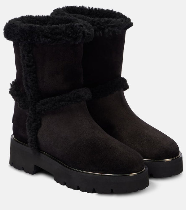 Aquazzura Teddi shearling-trimmed leather booties