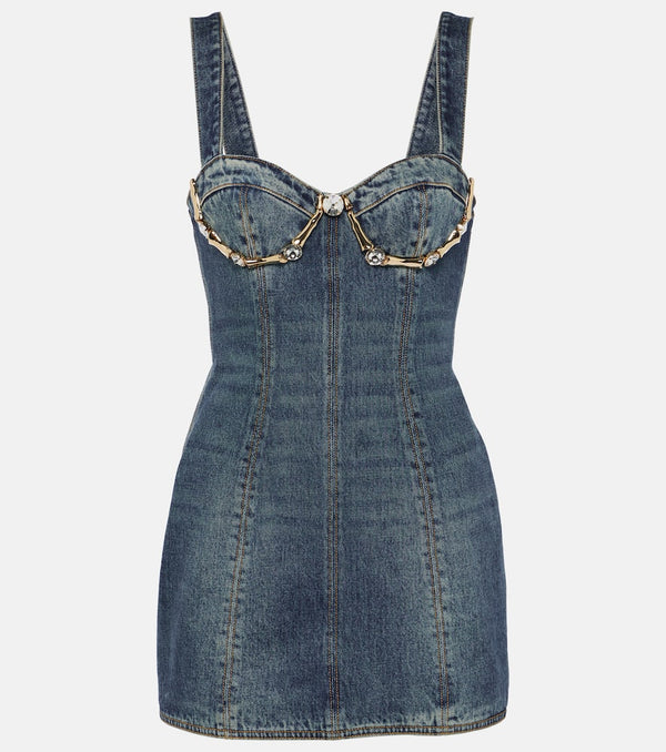 Area Claw embellished denim minidress