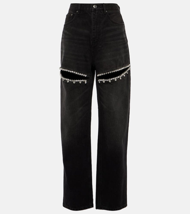 Area Embellished cutout straight jeans