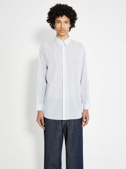 Auralee Hard Twist Finx Organdy Stripe Shirt Light Blue Stripe