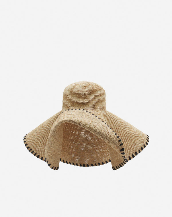 Lanvin Capeline Hat In Raffia For Women Natural/black Lanvin