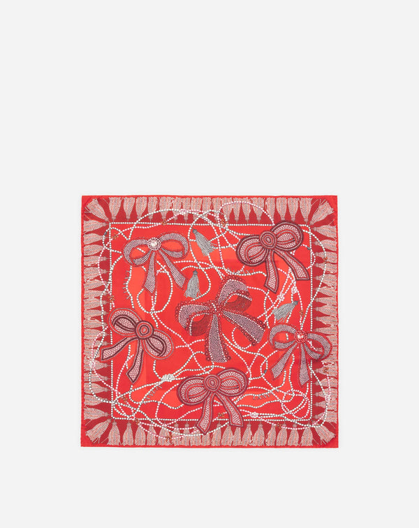Silk Scarf With Curb Laces Print For Women Red Lanvin