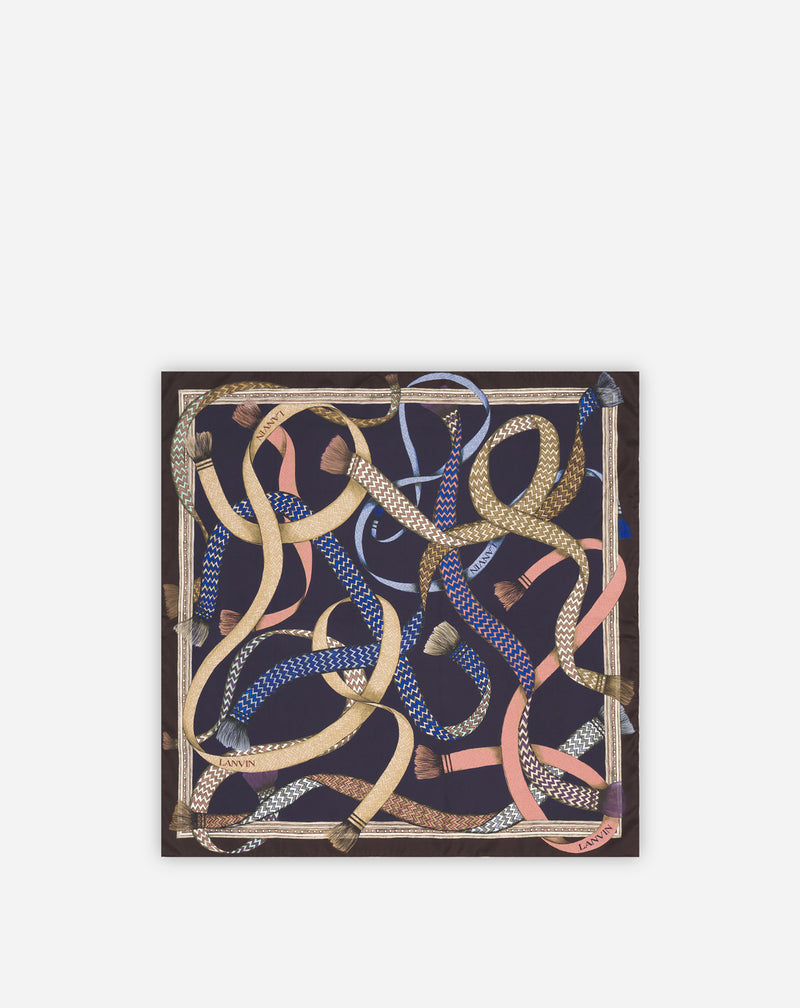 Silk Scarf With Curb Print For Women Brown Lanvin
