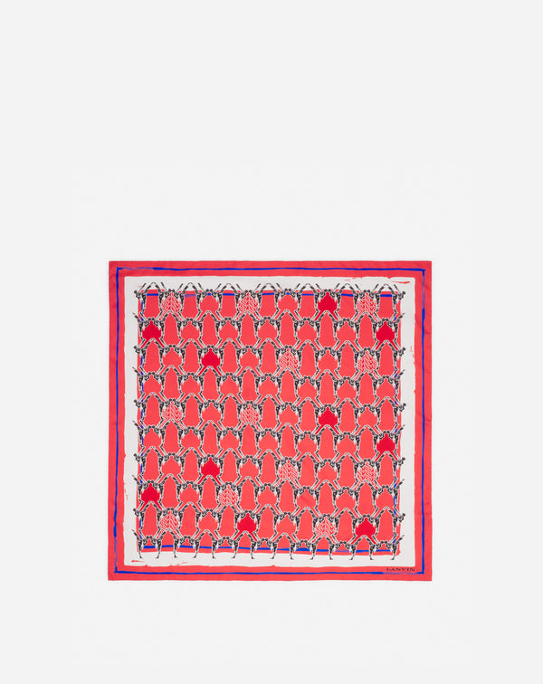 Silk Scarf With A Sports Print For Women Poppy Red Lanvin