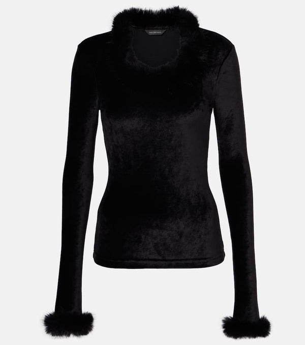 Balenciaga Faux-fur trimmed top