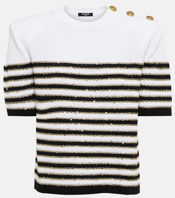 Balmain Embellished striped top