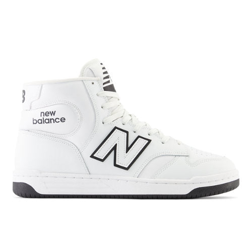 New Balance Men's 480 High in White/Black Leather, 