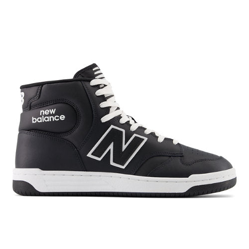 New Balance Men's 480 High in Black/White Leather, 