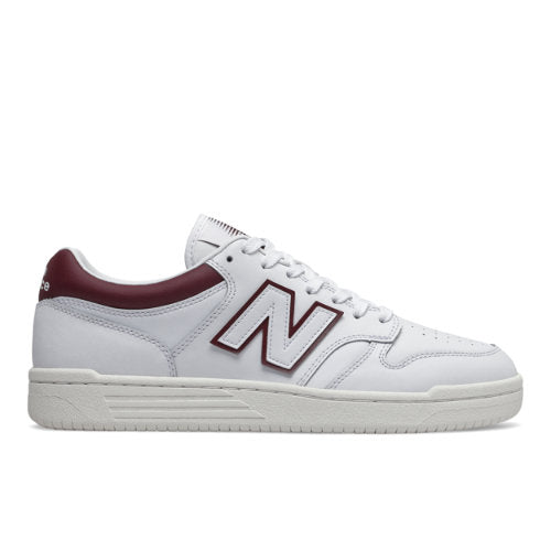 New Balance Men's 480 in White/Red Textile, 