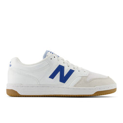 New Balance Men's 480 in White/Blue/Pink Leather, 