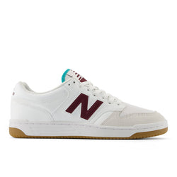 New Balance Men's 480 in White/Purple/Green Leather, 