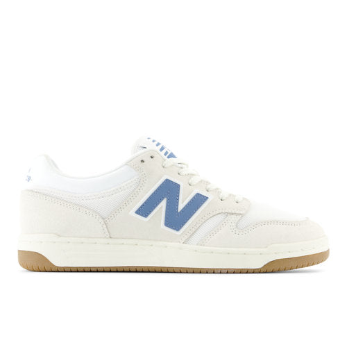 New Balance 480 in White Blue Suede Mesh