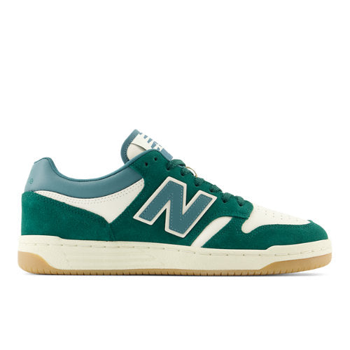 New Balance Unisex 480 in Green/Beige Leather, 