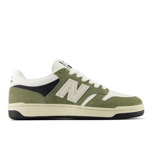 New Balance 480 in Green White Suede Mesh