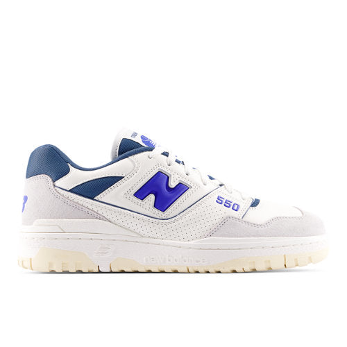 New Balance 550 in White Blue Suede Mesh