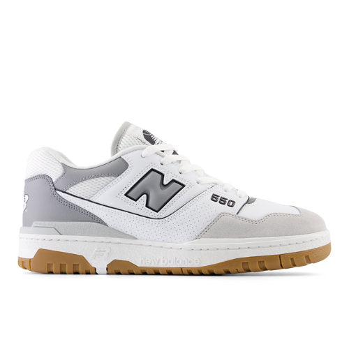 New Balance Unisex 550 in White/Grey Leather, 