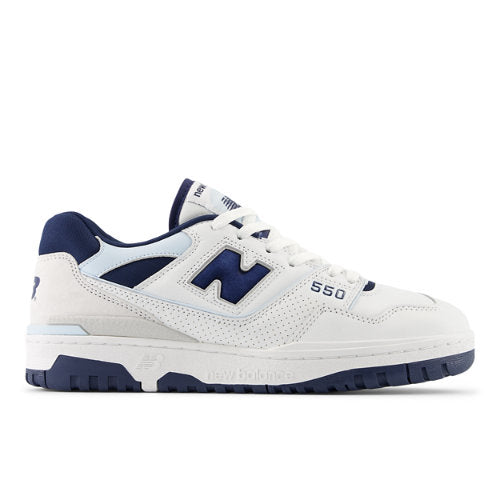 New Balance Unisex 550 in White/Blue/Grey Leather, 