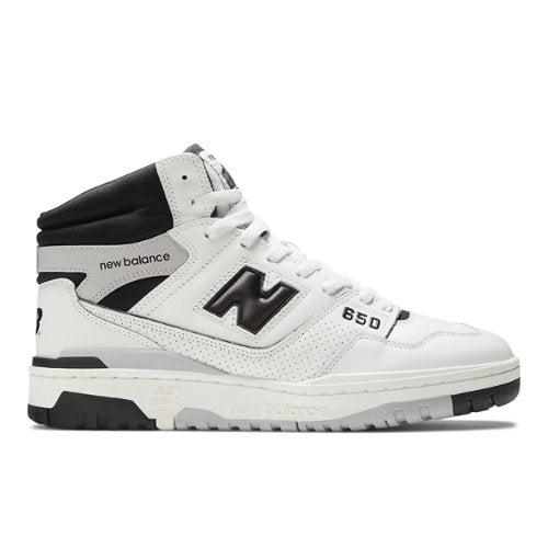 New Balance Men's 650 in White/Black/Grey Leather, 