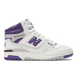 New Balance 650 in White Purple Grey Leather