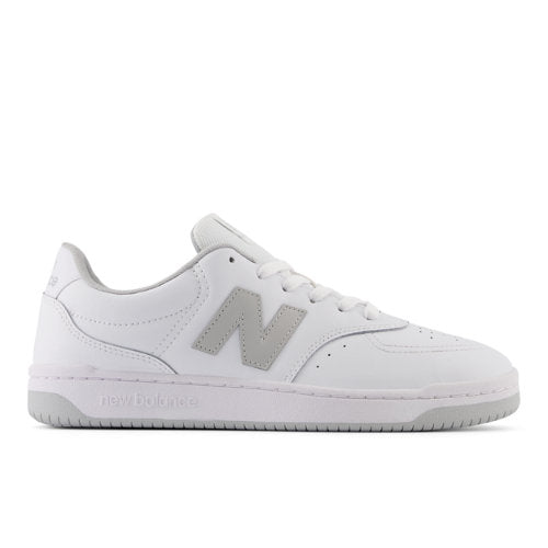 New Balance Unisex BB80 in White/Grey Leather, 