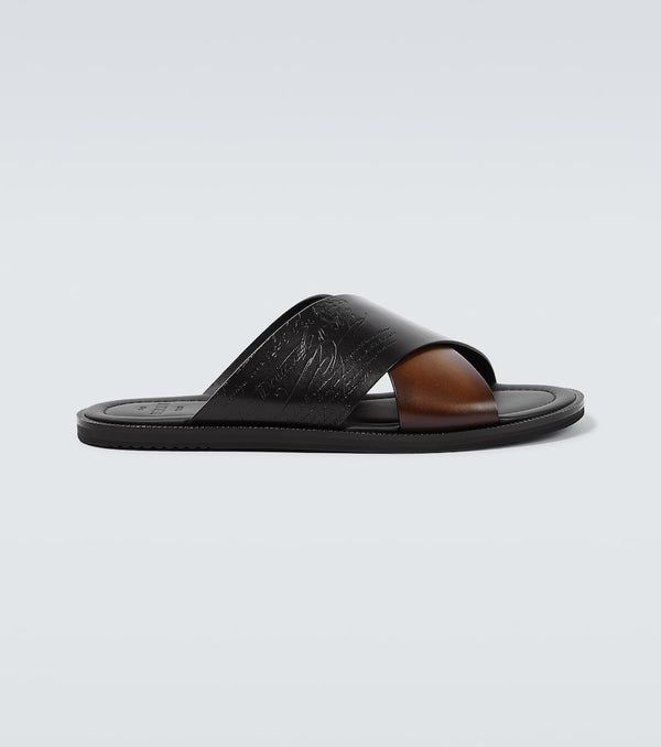 Berluti Sifnos Scritto leather slides