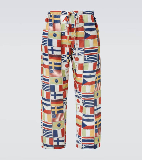 Bode International printed linen straight pants