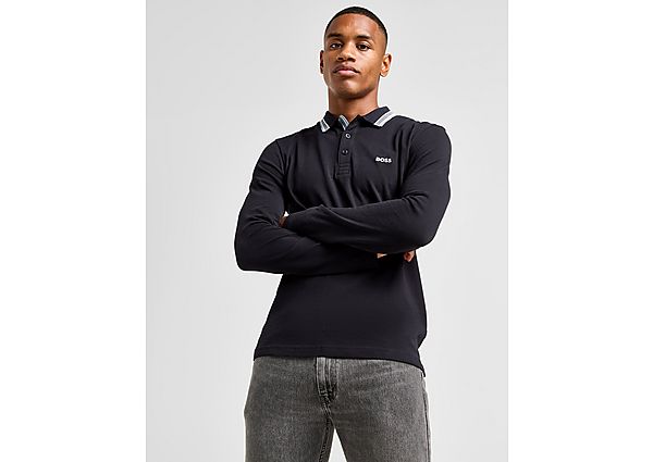 BOSS Plisy Long Sleeve Polo Shirt  Navy