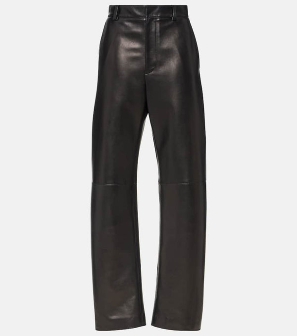 Bottega Veneta High-rise leather wide-leg pants