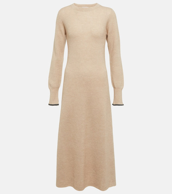 Brunello Cucinelli Alpaca and cotton-blend midi dress