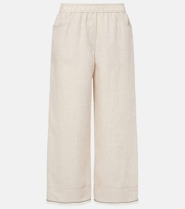 Brunello Cucinelli Linen cropped wide-leg pants