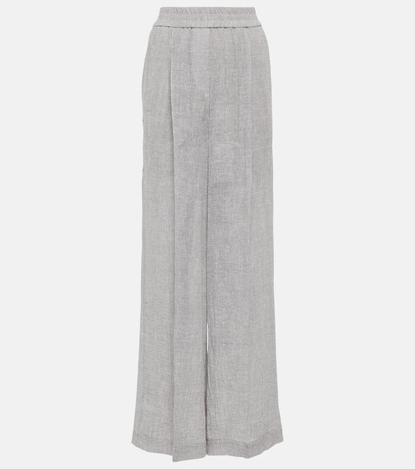 Brunello Cucinelli Low-rise linen-blend wide-leg sweatpants