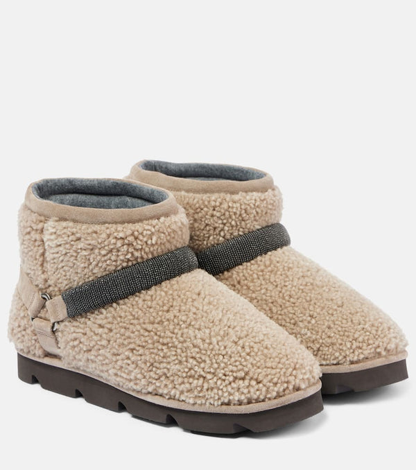 Brunello Cucinelli Monili Beads shearling snow boots