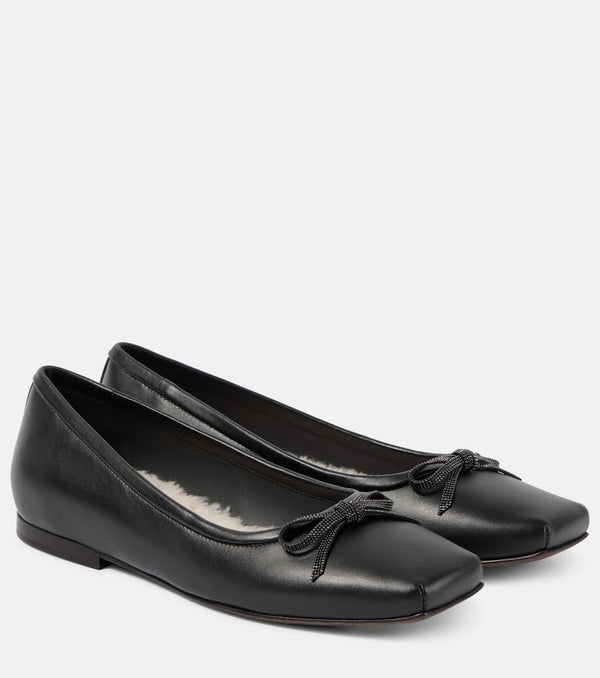 Brunello Cucinelli Monili bow-detail leather ballet flats