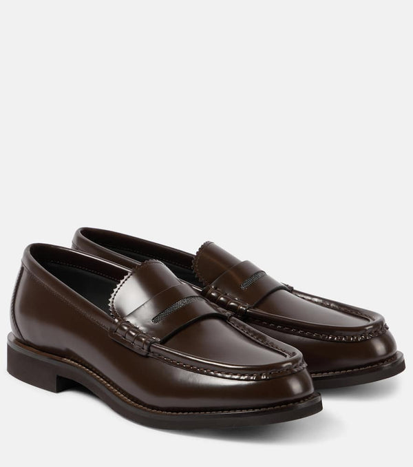 Brunello Cucinelli Monili leather penny loafers