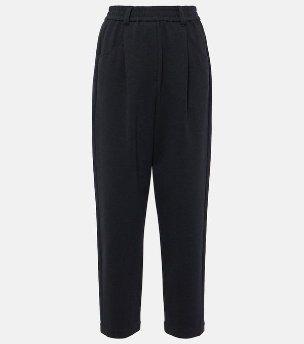 Brunello Cucinelli Pleated cotton-blend jersey sweatpants