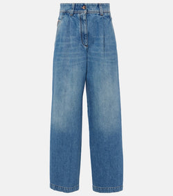 Brunello Cucinelli Pleated high-rise wide-leg jeans