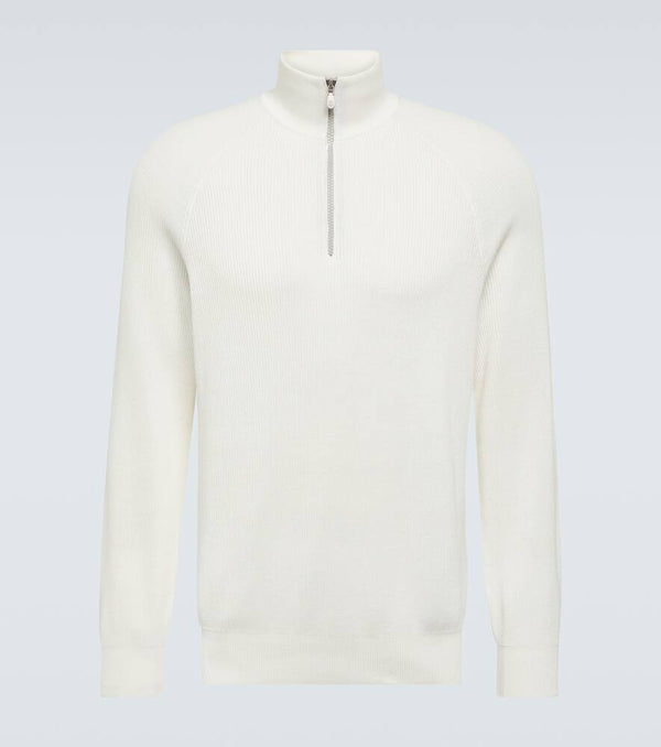 Brunello Cucinelli Ribbed-knit cotton half-zip sweater