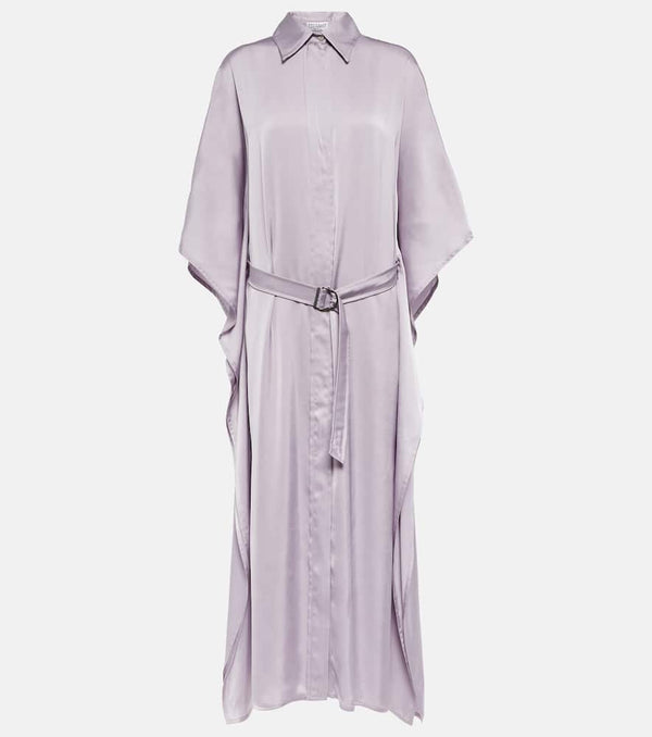 Brunello Cucinelli Satin belted shirt dress