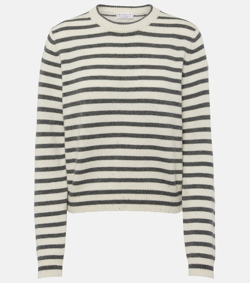 Brunello Cucinelli Striped cashmere-blend sweater