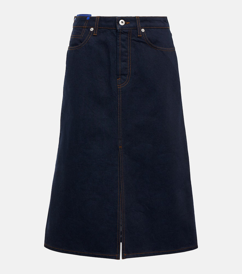 Burberry High-rise denim midi skirt